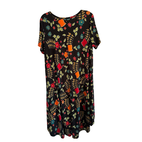 LulaRoe Floral Stretch MIDI Dress Womens MEDIUM Multicolor Flowers Short Sleeves - Picture 6 of 16